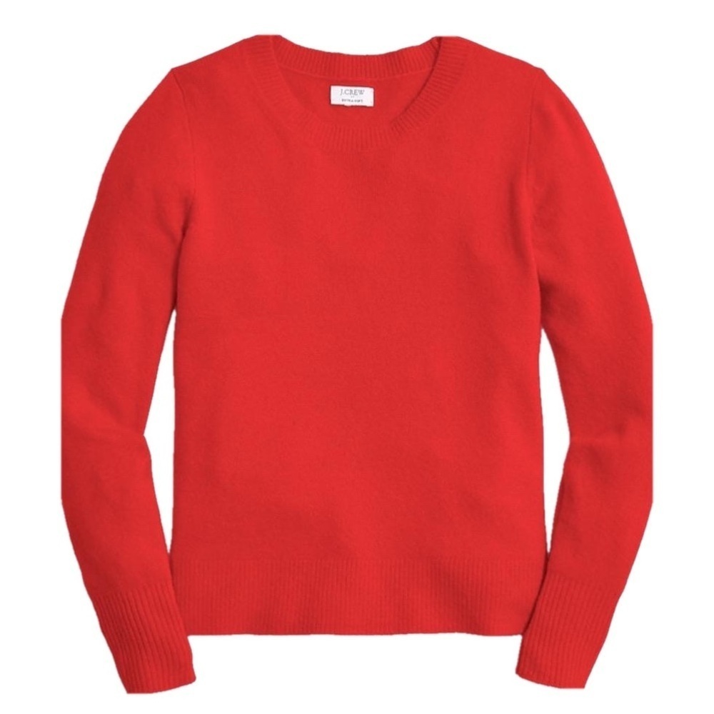 J Crew Womens Red Crewneck Sweater Sz M‎ NWT Extra Soft Wool Blend Pullover Fall